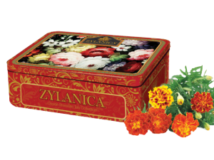 Herbata Zylanica Flowers Red Caddy 100g - czarna gatunkowa PEKOE z płatkami krokosza i słonecznika
