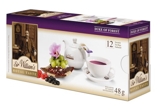 Herbata Sir William's Royal Taste Duke of Forest 12x4g - owocowa z truskawką w torebkach.