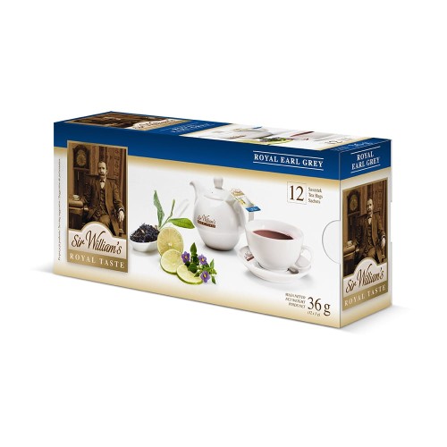 Herbata Sir William's Royal Taste Earl Grey 12x3g - z naturalnym olejkiem bergamotki w torebkach