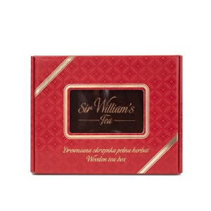 Zestaw herbat Sir William's Tea drewniana skrzynka 90 kopert - 6 smaków herbaty po 15 torebek.